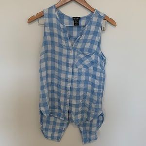Plaid cut off open back button up